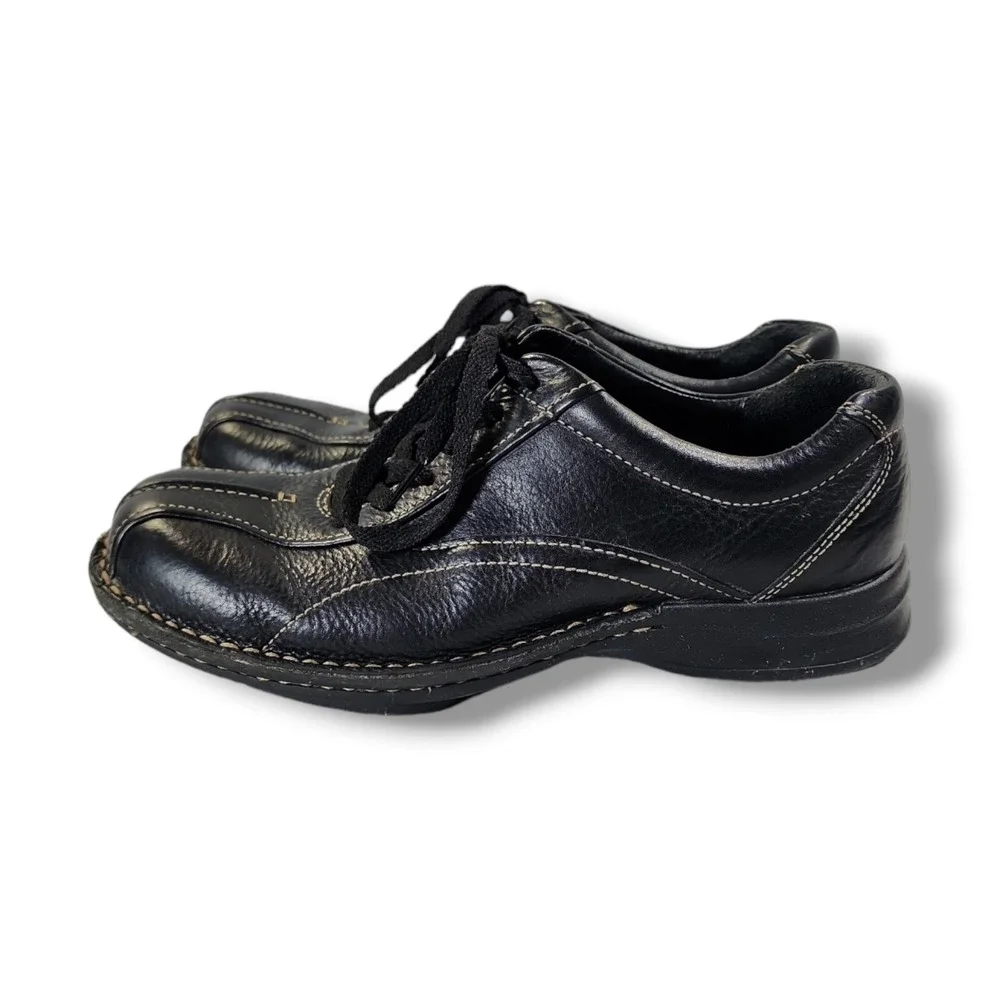 Clarks Wave 82648 Lace Up‎ Black Leather Walking Sneaker Men's 7.5